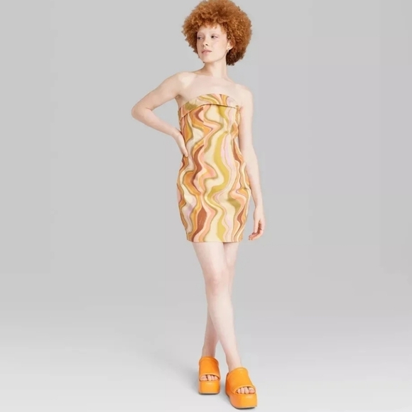 wild fable Dresses & Skirts - Wild Fable Twill Strapless Tube Lace Up Back Mini Bodycon Dress NWOT